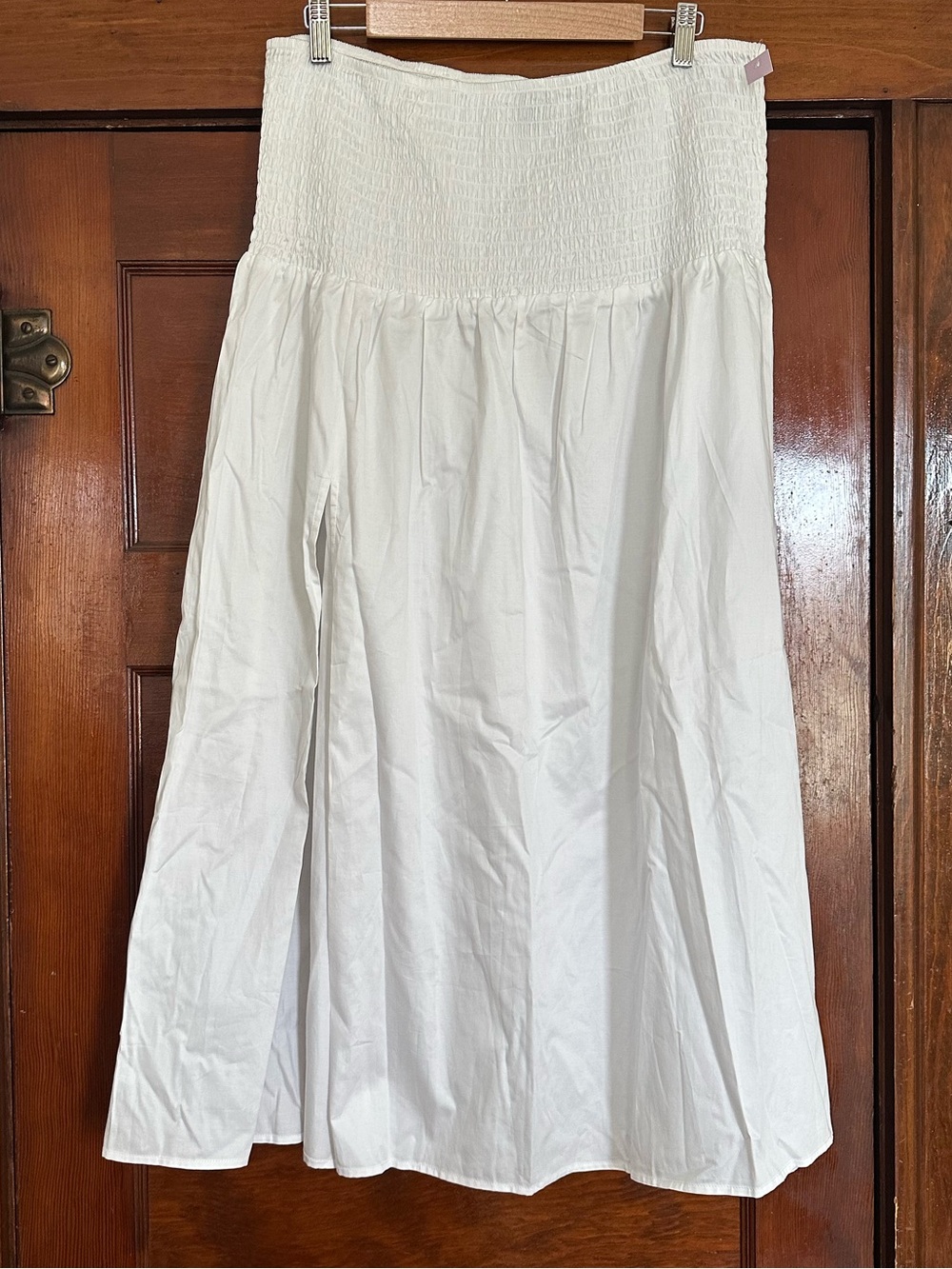 New Wild Fable Smocked Drop Waist Midi Skirt Sz XL White Coastal Beach Nautical